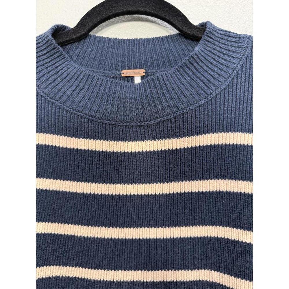 Free People Easy Street Crop Striped Pullover Sweater, Women's XS, Navy Blue - Picture 6 of 7